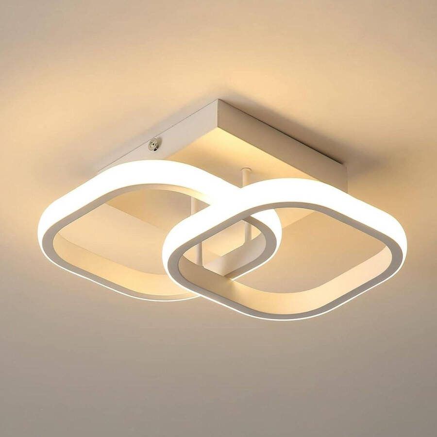 Moderne LED Plafondlamp Vierkant Ontwerp Witte Acryl Kroonluchter 3000K Warm Wit Licht Niet-Dimbaar voor Slaapkamer Woonkamer Hal 220V 22W