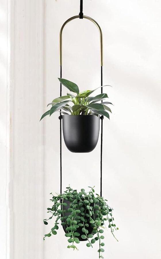 Moderne metalen hangende plantenbak binnen en buitenplanten 2 niveaus Boho muur en celling bloempot plantenhouder woondecoratie plantenhanger