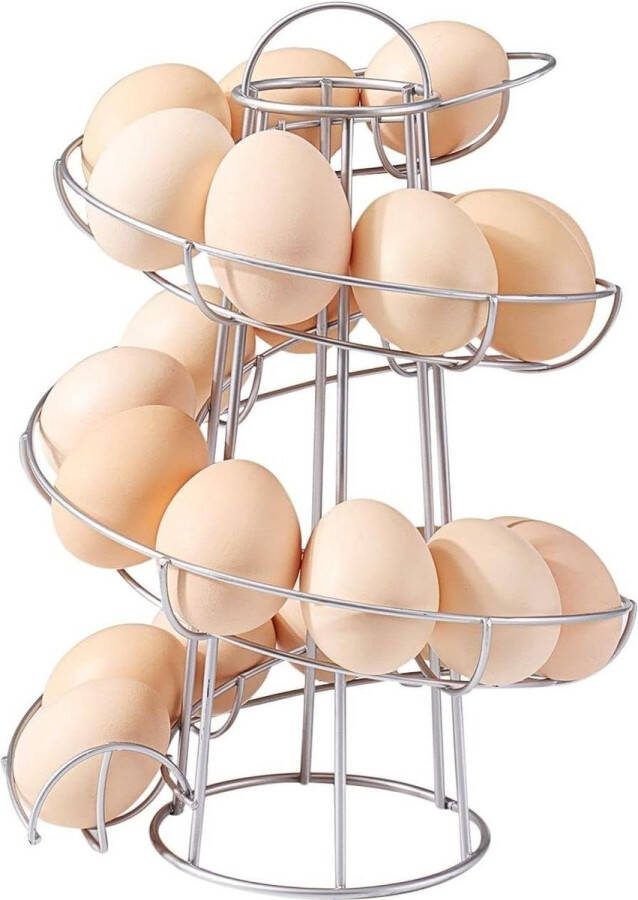 Moderne spiraalvormige eierhouder medium eierdisplay vrijstaande bedrade eierhouder verse eieren dispenser standaard keuken opbergrek zilver