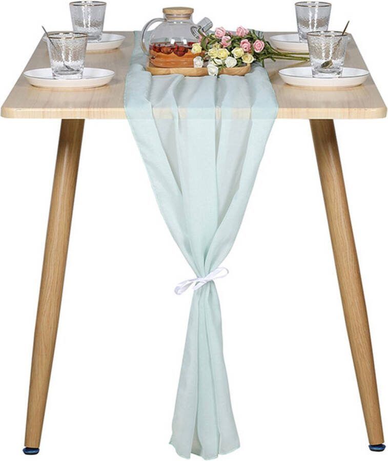 Moderne stijl doorschijnende tafelloper 70*300 CM chiffon tafelloper voor feest bruiloft decoratie bruids douche keuken restaurant verjaardag