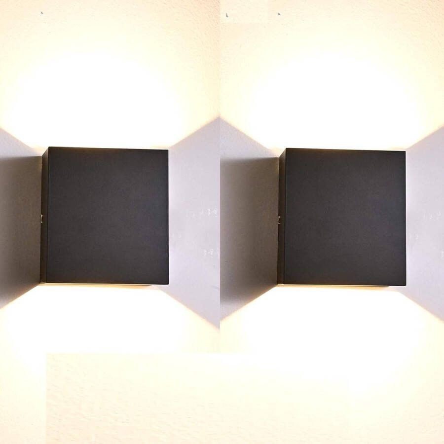 Moderne Wandlamp Set 2 Stuks Zwart LED 7W Binnenverlichting Aluminium Design 3000K Warmwit Voor Woonkamer Slaapkamer Hal Balcon Trappen