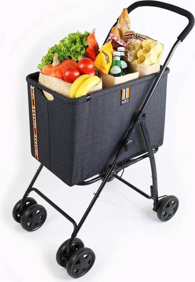Moderne winkelwagen tot 15 kg eenvoudig opvouwbare boodschappentrolley met rem soft touch handgrepen robuuste stof tijdloos design 360° draaibare dubbele wielen Mila boodschappenkrat met wielen