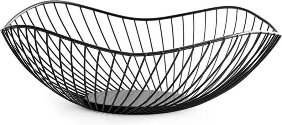Moderne zwarte metalen fruitschaal anti-roest duurzame fruitmand voor op het bureau 255 x 10 cm Fruitschaal