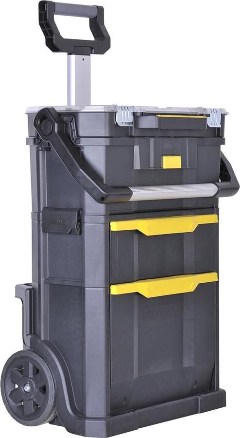 Modulaire mobiele werkplaats en 2-in-1 gereedschapskist van STANLEY met extra opbergruimte