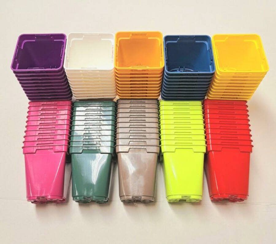 Moestuin Kweekpotjes 100 x P9 pot moestuin plant potjes in 10 kleuren HARD PLASTIEK
