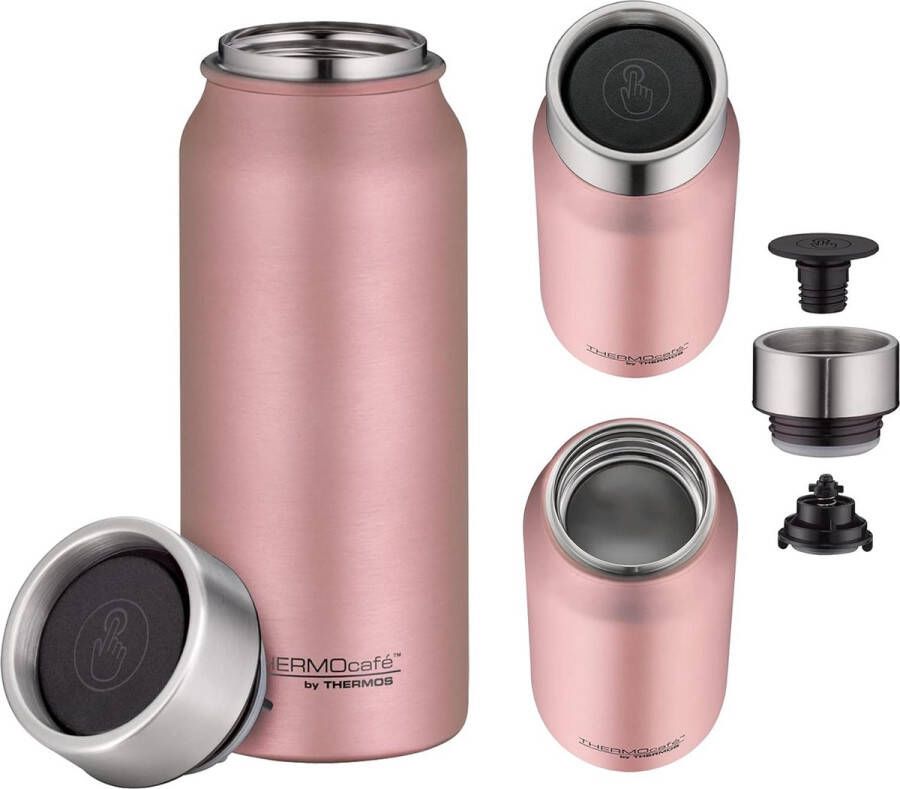 Mok thermobeker roestvrij staal rosé 500 ml koffiebeker houdt 9 uur warm Coffee to go beker dicht en vaatwasmachinebestendig met demonteerbare sluiting 4097.284.050 1 stuk (1 stuk)