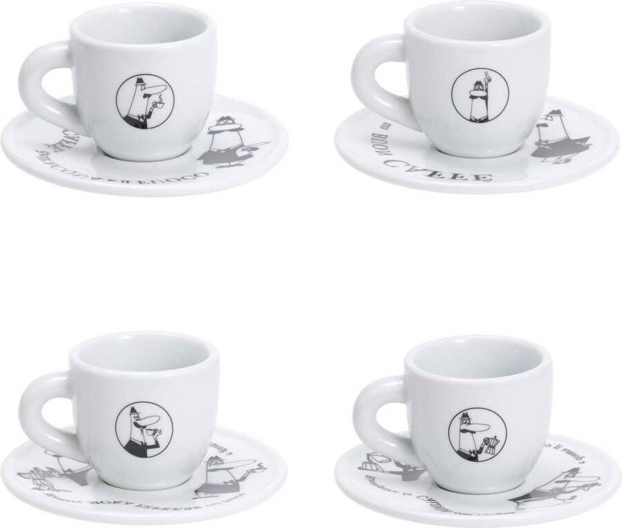 Moka Carosello ontbijtkopjes meerkleurig uniek 4 stuks