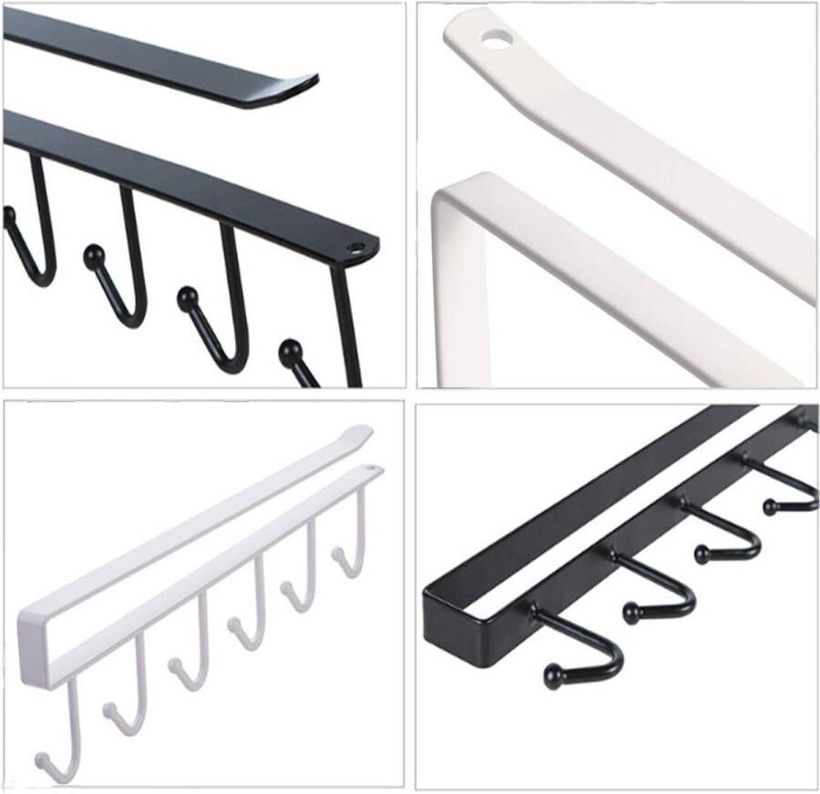 Mokhouder onder kast bekerhouder rek hanger plank haak kast opknoping organizer rek hanger voor kichen servetten papieren handdoek rolhouder 3 stuks zwart wit