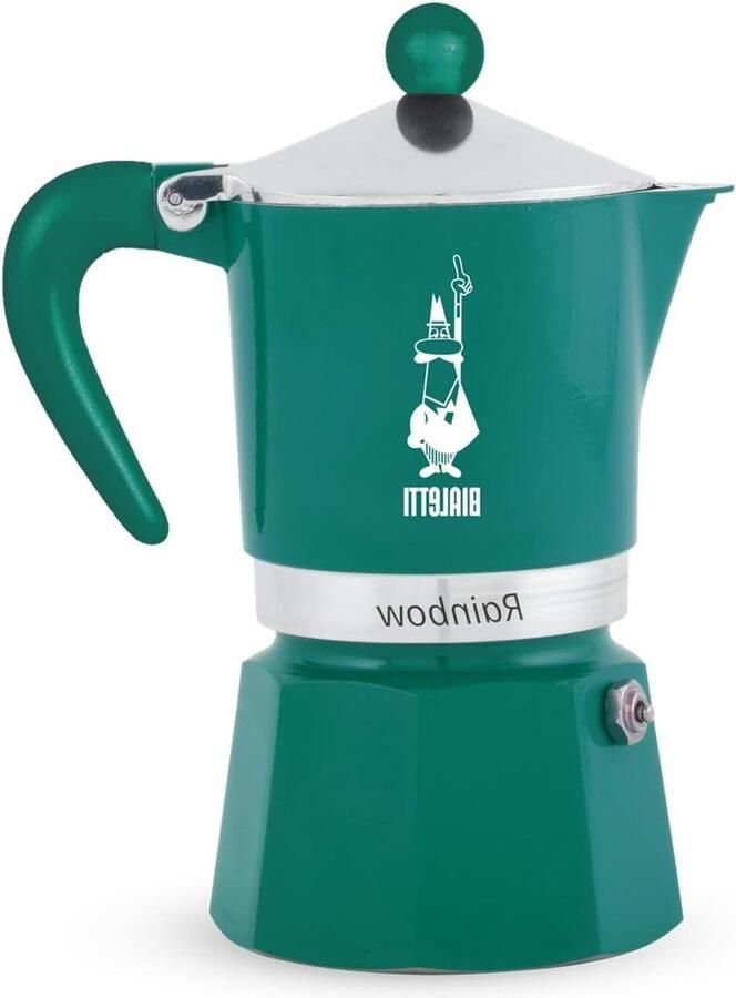 Mokka-kan espresso-apparaat voor 3 kopjes met veiligheidsventiel groen Limited Edition Italiaanse kookplaten koffiekoker