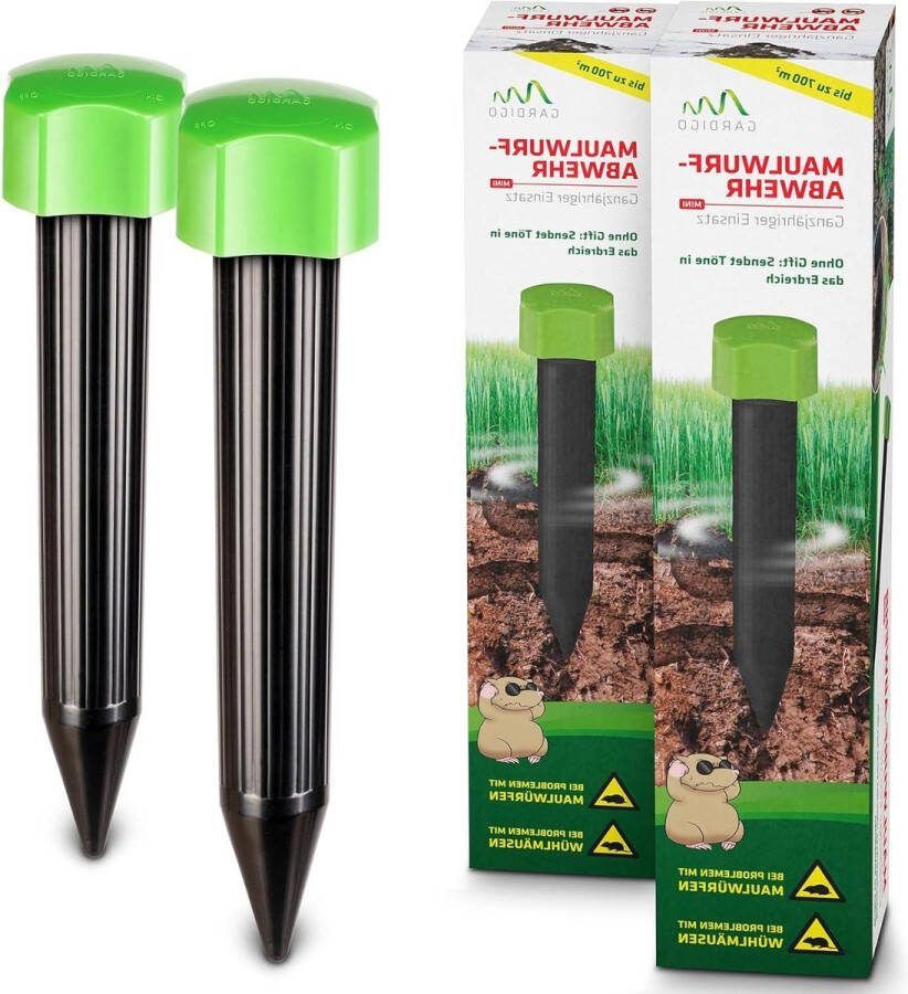 Mollenverjager op batterijen set van 2 krachtige 400 Hz frequentie effectieve mollenverjager voor de tuin met eenvoudige batterijwissel