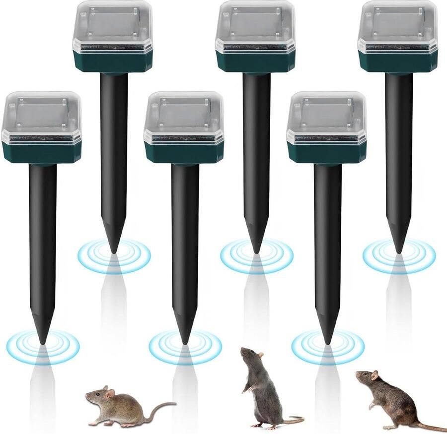 Mollenverjager op zonne-energie 6 stuks waterdicht ultrasone mollenverjager Tuin ongediertebestrijding Mollenverjager