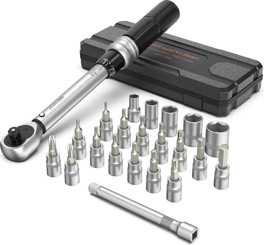 Momentsleutel Fiets 1 4 inch 5-25 Nm draaimoment ± 4% hoge precisie dubbele schaal met 21 ratelsleutel draaimoment reparatiegereedschap fiets reparatie