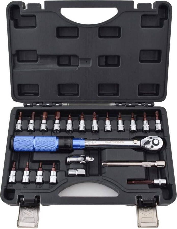 Momentsleutel Set 1 4 Drive 21-delig 2-24NM Fiets Auto Reparatie Sets Ratelsleutel Tool