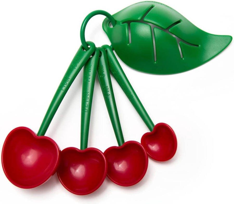 Mon Cherry maatlepelset met eierscheider in kersendesign of maatlepel eiwitpoeder maatlepel theelepel koffielepel of cacaolepel met Mon Cherry goed kersenvoer is rood