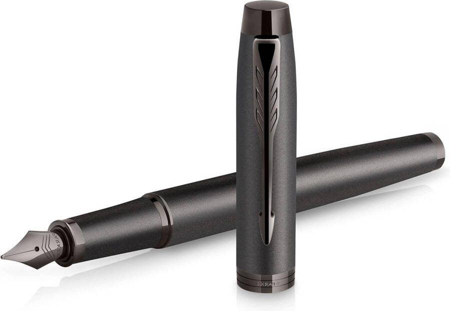 Monochrome Parker IM vulpen blauwe inkt gunmetal details fijne punt geschenkverpakking luxe design