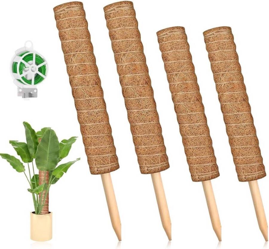 Monstera Plantensteun Klimhulp Rol 20 meter Groene Kabelbinders Mosstaaf Plantenstok Klimplanten Verlengbaar 4 stuks 40 cm 30 cm plantensteun halfronde
