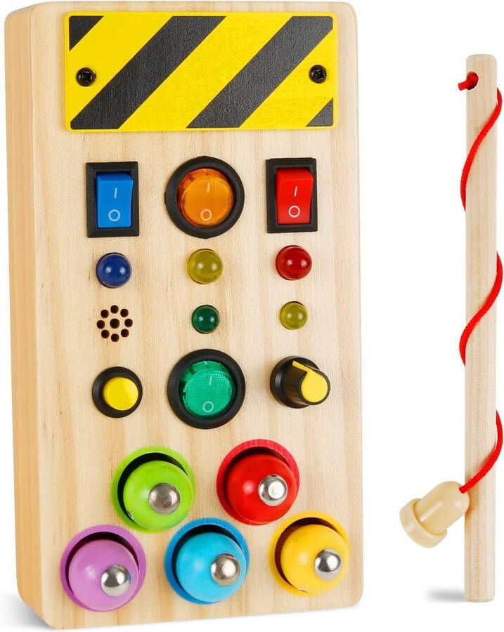 Montessori Busy Board 1 2 3 4 jaar Comius Sharp Busy Board sensorisch speelgoed met licht led-toetsen voor peuters houten sensorisch speelgoed educatief speelgoed voor jongens en meisjes