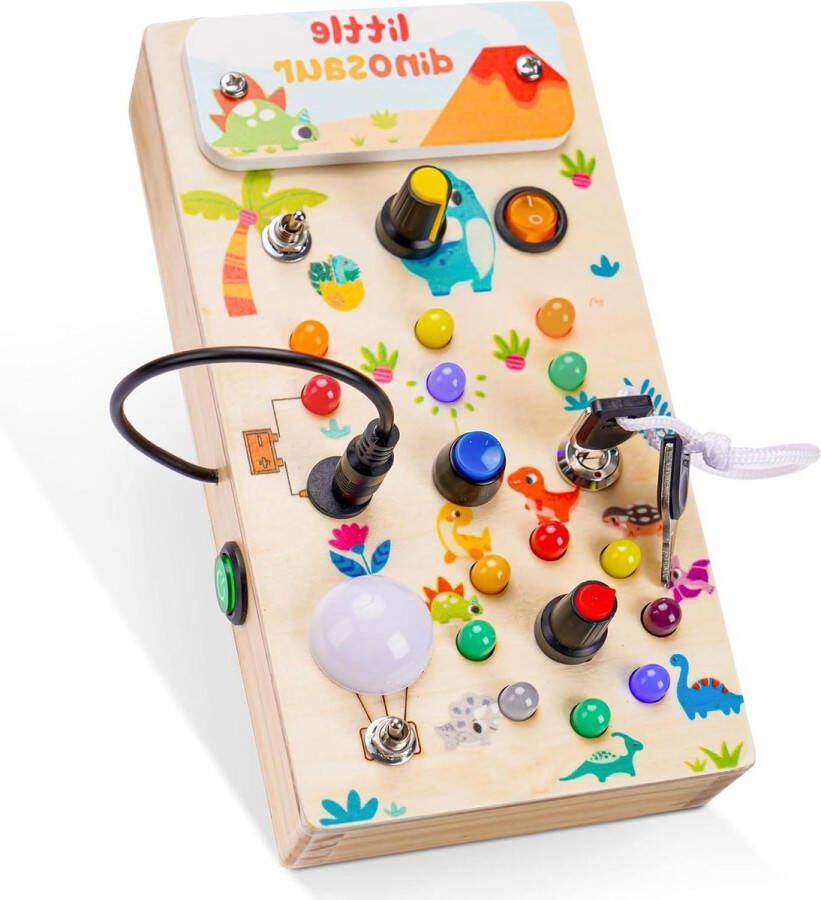 Montessori Busy Board houten speelgoed 1 jaar 9 schakelaars 15 ledlampen Busy board