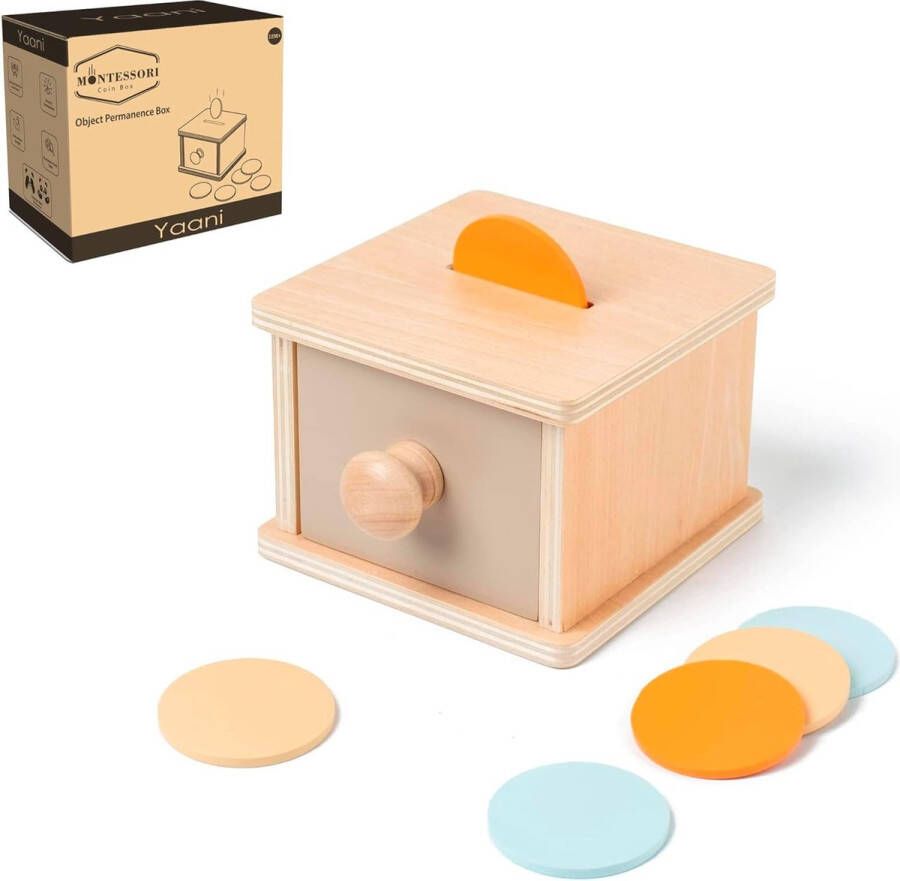 Montessori Coin Box Imbucare Box Object Permanence Box Montessori Speelgoed voor 1-jarigen Baby Speelgoed 12 Maanden Montessori Speelgoed Baby Speelgoed