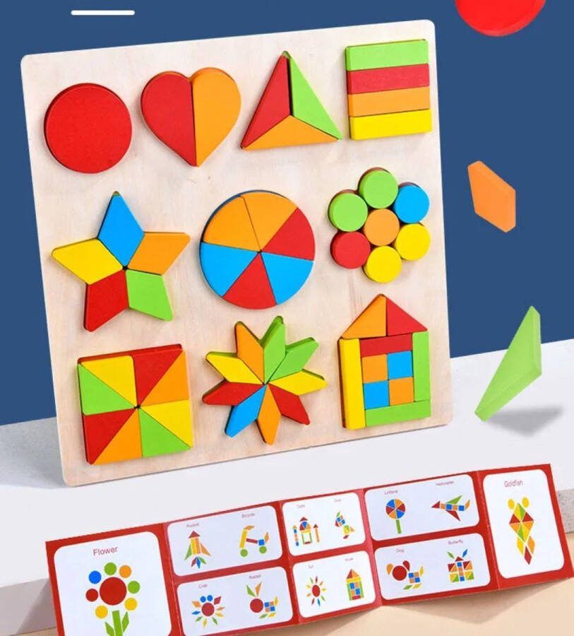 Montessori Houten Vorm- en Kleurenspel – Educatieve 3D Puzzel Geometrische Vormen Speelgoed voor Kinderen Vanaf 2 Jaar