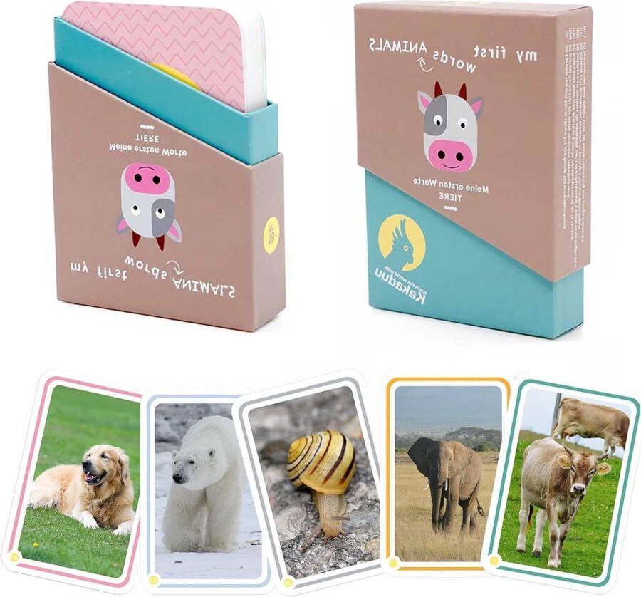 Montessori Leerzaam Spel Voor Peuters Vanaf 1 Jaar: Dieren Flashcards Mijn Eerste Woorden 50 Kaarten