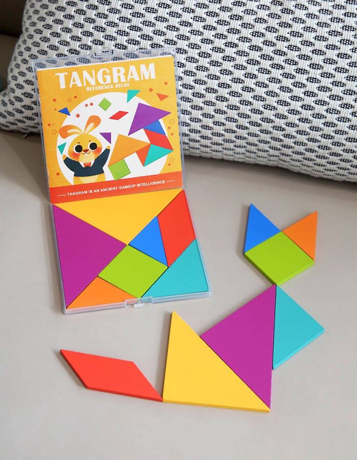 Montessori Speelgoed Tangram Vormen Puzzel Houten Speelgoed Tetris Spel Educatieve Puzzel voor Ruimtelijk Inzicht Tangram Puzzel voor Kinderen & Volwassenen Kleuren & Vormen Puzzel Alle Leeftijden Hoge Kwaliteit Vormen Puzzel Montessori