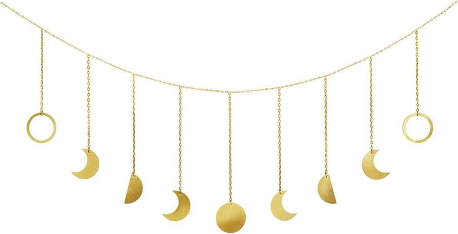 Moon Fashion slinger ketting boho Shining Fase wandhanger ornament Moon Hang Art 135cm goud
