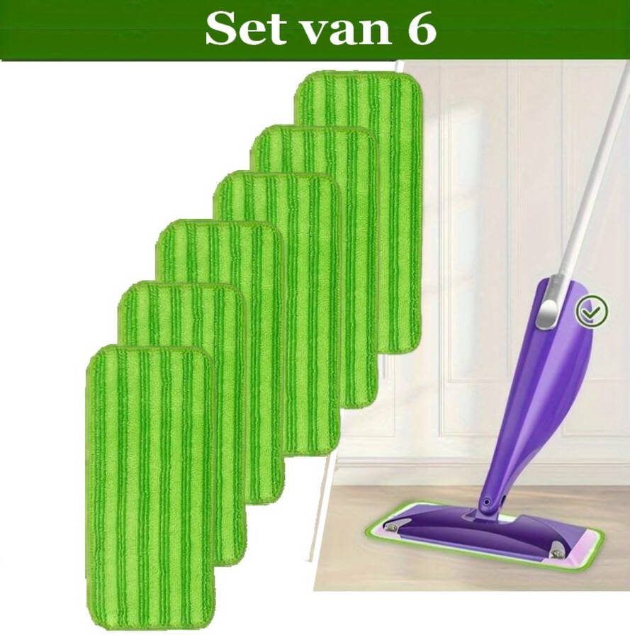 Mop microvezel-reinigingspads 6 stuks Groen herbruikbare dweilpads