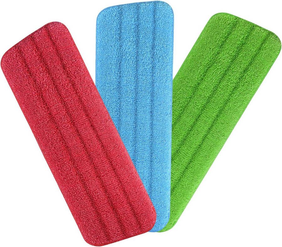 Mop Pads 3 STKS Microfiber Mop Doek Herbruikbare Microfiber Vervanging Dweilpads Microfiber Vervanging Mop Pads Cleaing Pads Geschikt voor Meest Natte en Droge Mops (blauw groen rood)
