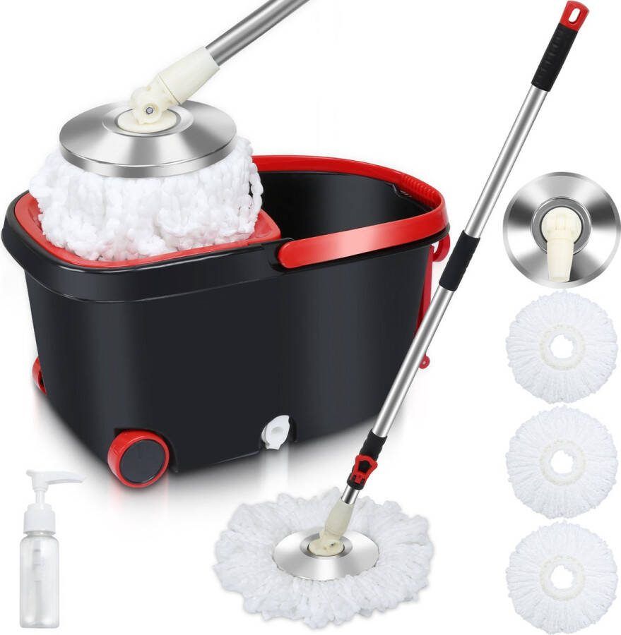 Mopset 3in1 mop met zwenkkop + pedaalemmer Dweil set compleet systeem met wieltjes