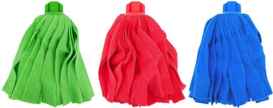 Mop van microvezel set van 3 verschillende kleuren 3 toepassingen