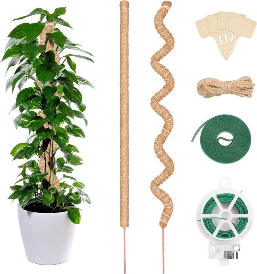 Moss Rod Plant Stake voor klimplanten Natuurlijke plantenondersteuning Flexibele Moss Sticks voor planten Plant Stake Kokosmos Rod Set 2 stuks