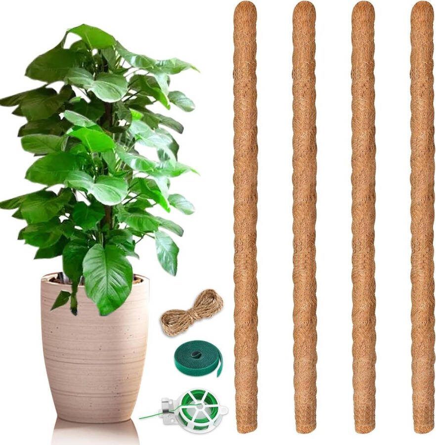 Mosstokjes voor Monstera Plantenondersteuning 4 stuks buigbare mosstokjes kaasplant paal met twist stropdassen tuingereedschap voor klimplanten