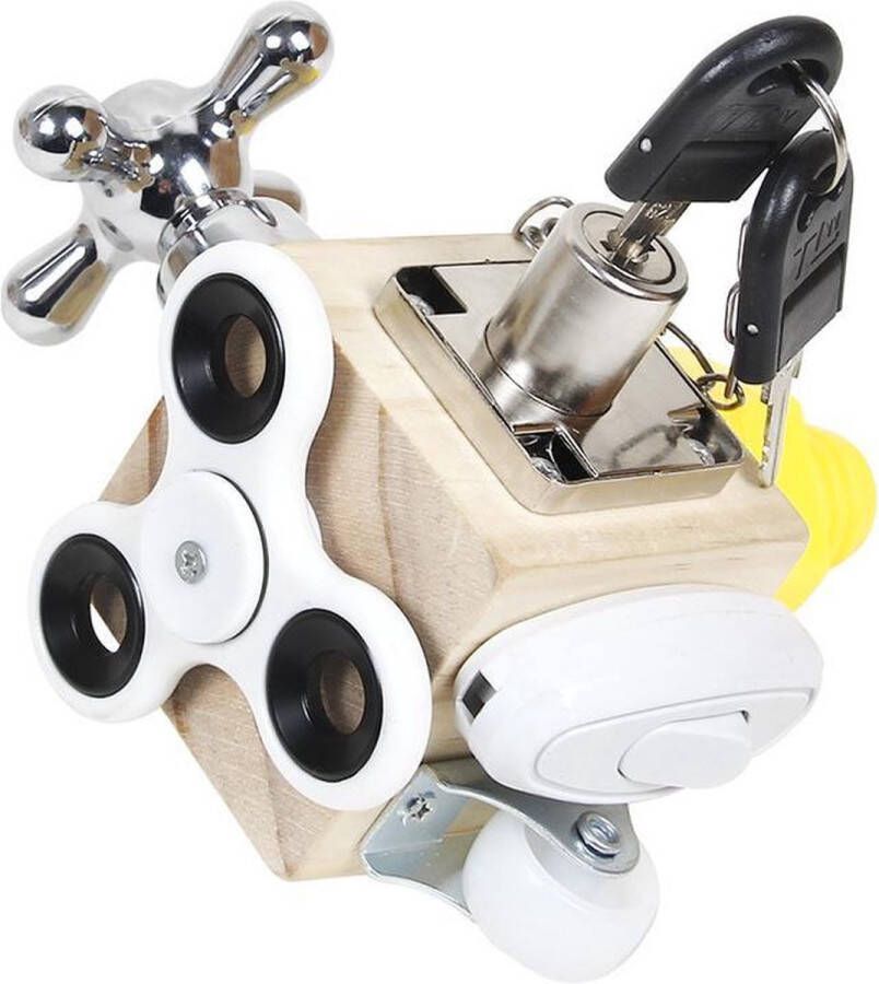 Motoriek kubus Busy Cube Woods fidget cube educatief speelgoed houten speelgoed fidget toys montessori Sleutel