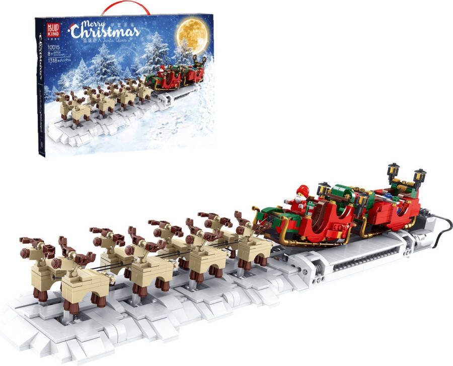 Mouldking 10015 Kerst Slee RC Rendieren Lego compatibel Bouwset 1318 onderdelen Bestuurbaar Creative Technic