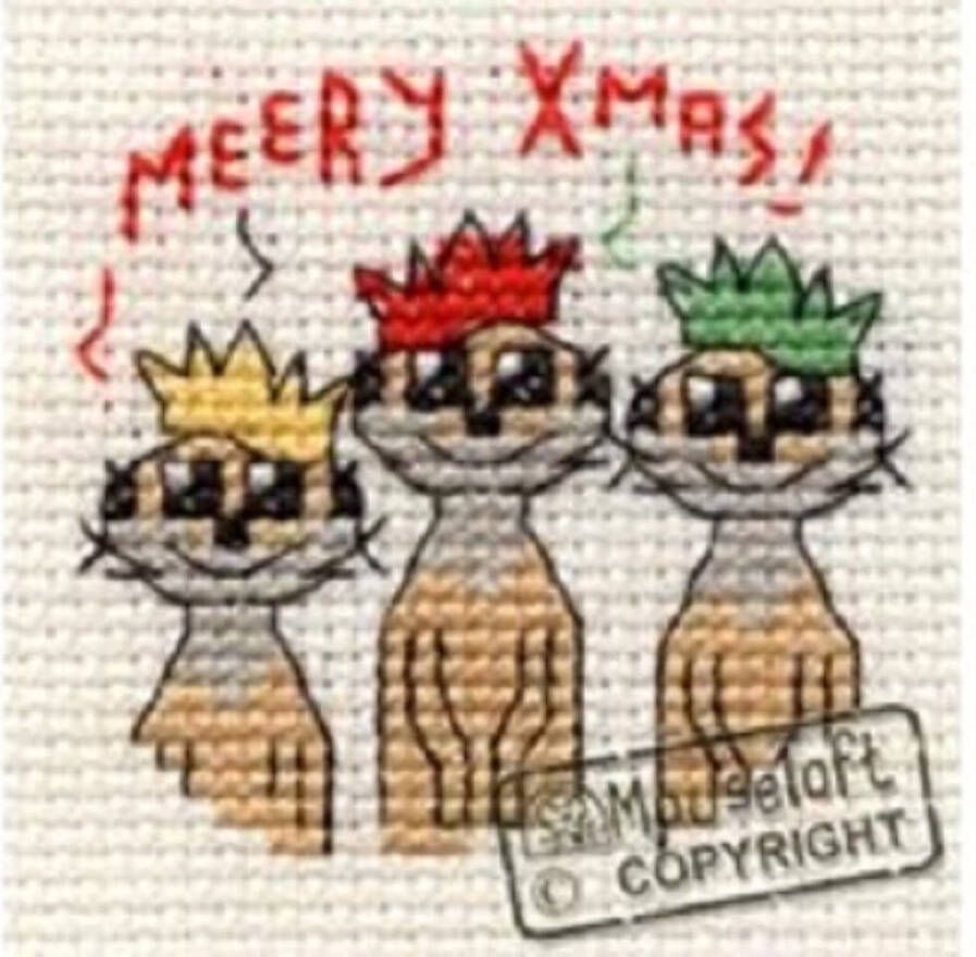 Mouseloft borduurpakketje Meery Christmas ! 6 x 6 cm