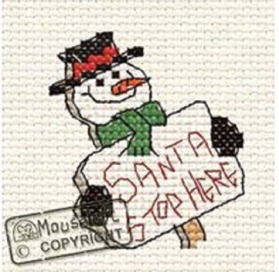 Mouseloft borduurpakketje Santa Stop Here 6 x 6 cm