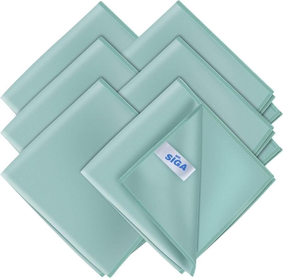 MR.SIGA Ultrafijne microvezel reinigingsdoeken poetsdoeken raampoetsdoek raamdoeken microvezeldoeken theedoeken voor ramen en spiegels 6 stuks 35 x 40 cm