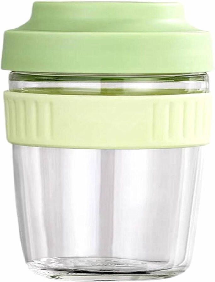 Muesli beker 480 ml lekvrije to-go beker met lepel salade to-go beker overnight havermout fruitcontainer lunchbox yoghurt melk pap not groen