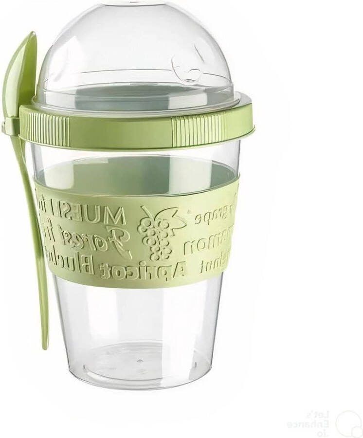 Muesli beker Originele Take & Go 600 ml Yoghurt Pot BPA-vrij Ontbijt Granola Graneal Overnight Haver Yoghurt Pot met Lepel Deksel Vaatwasmachinebestendig