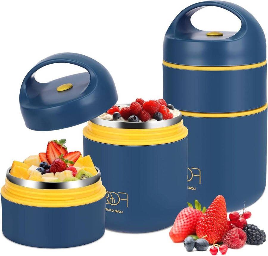 Muesli beker Thermo-lunchbox draagbare ontbijtbeker warm eten soep pap melk fruit studenten kantoormedewerkers lekvrij dubbellaags