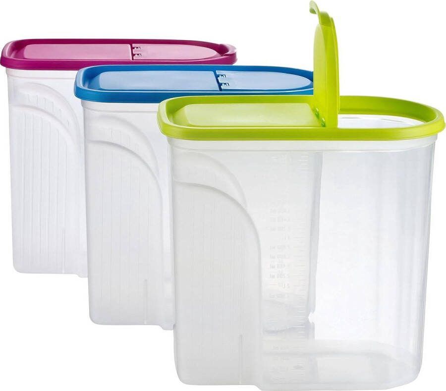 Muesli Cornflakes Bulkdoos Grote Voorraaddoos 57 Liter Set van 3 Groen Blauw Roze Aanvulling met zoekwoorden: Opbergdoos Ontbijtgranen rice dispencer