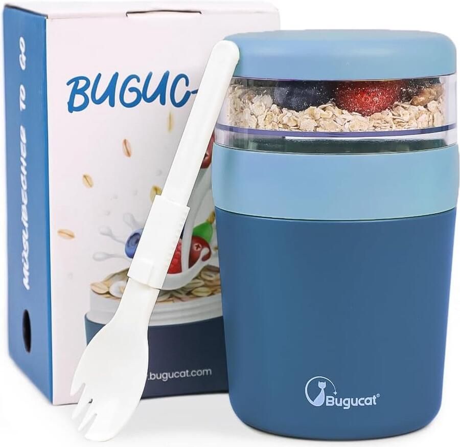 Mueslibeker om mee te nemen yoghurtbeker om mee te nemen 150 ml + 500 ml lekvrije yoghurt to go lunchpot met lepel fruitcontainer slabeker voor onderweg praktische pap om mee te nemen