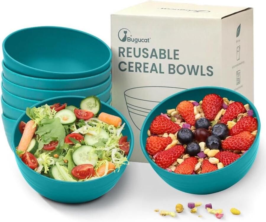 Mueslikommen 8-delige set 760 ml kom mueslikom onbreekbaar mueslikom van kunststof campingservies voor grillfeesten en camping soepkom slakom voor salade soep muesli