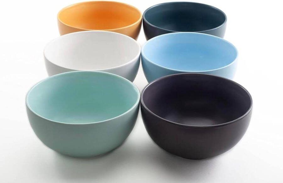 Mueslikommen set 6-delige Hanseküche kommenset (700 ml) in 6 pastelkleuren grote mueslikom voor ramen en bowl ideaal als soepkom