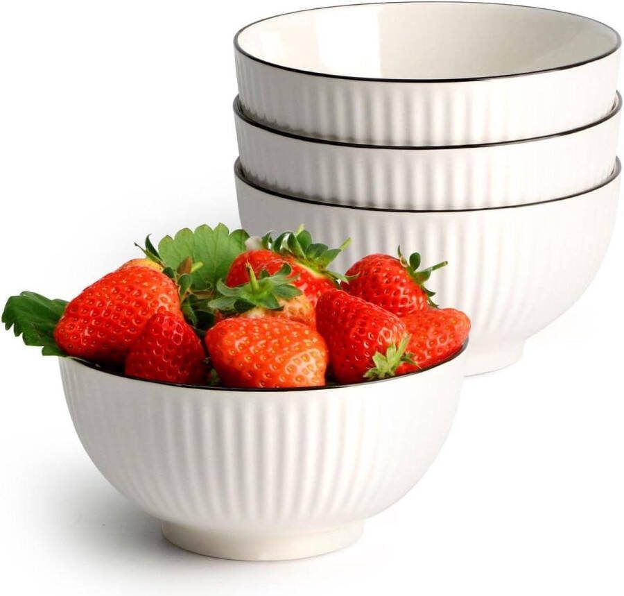 Mueslikommen set kleine kommen dessertkommen 750 ml wit soepkom 152 cm slakom keramiek (set van 4) Schalen set