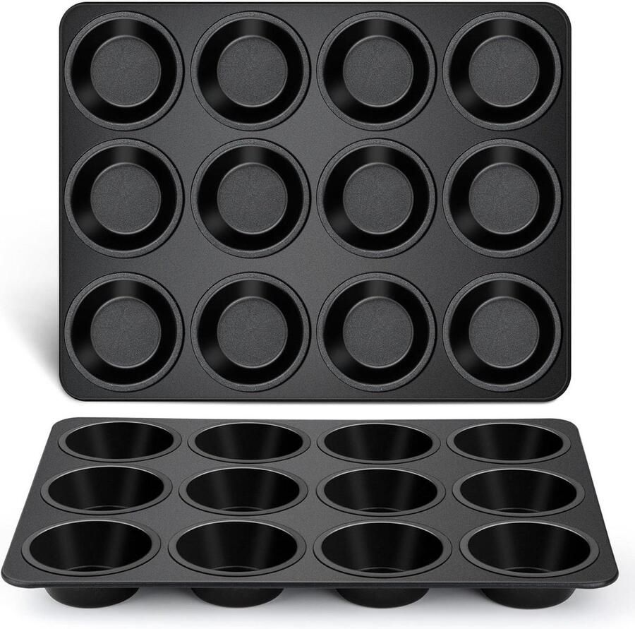 Muffinvorm met antiaanbaklaag voor 12 muffins Set van 2 stuks Muffin tin