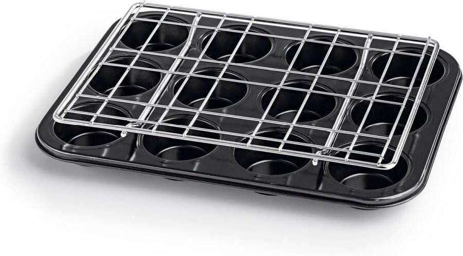 Muffinvorm voor 12 muffins siliconen bakplaat met antiaanbaklaag cupcakes bakvorm met bakrooster Muffin tin