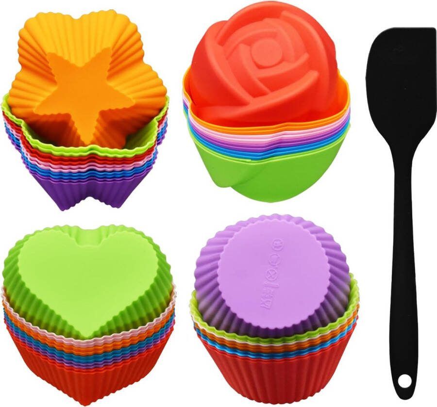 Muffinvormpjes muffinvorm siliconen muffinvormen herbruikbare siliconen vorm muffins voor muffins bakvormen stijlen 2 48 stuks