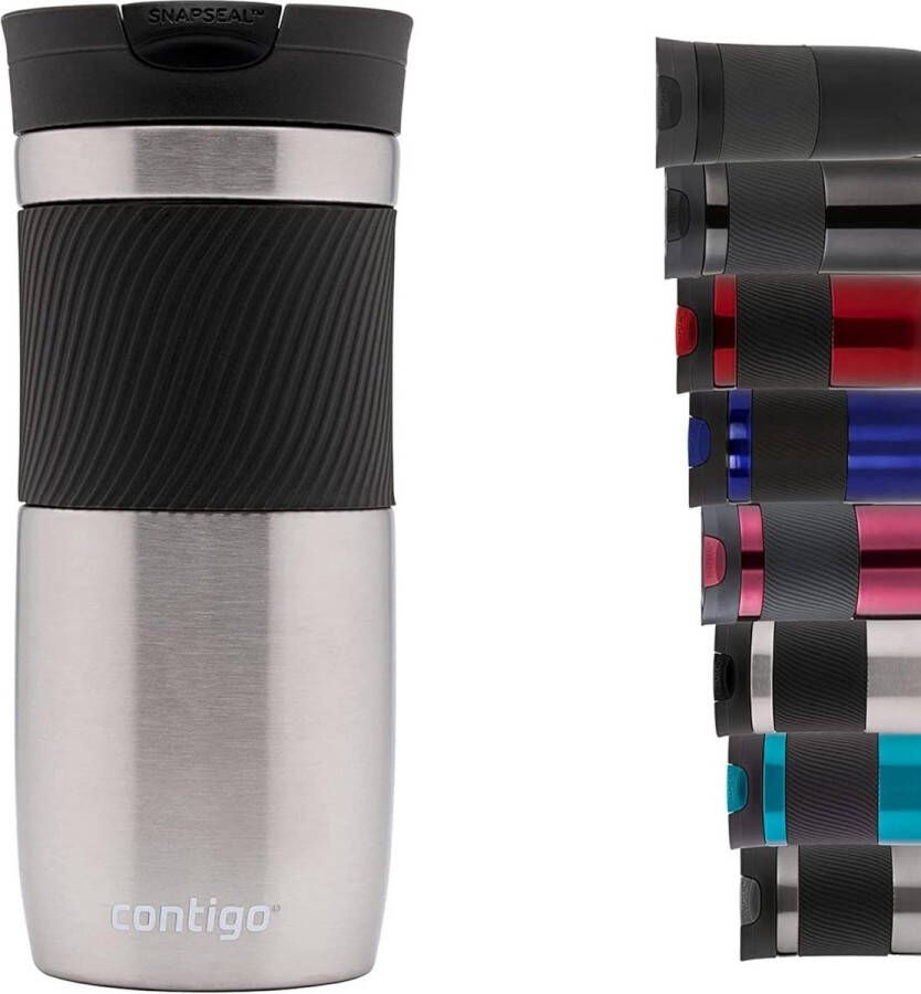 Mug auto Byron thermosbeker lekvrije roestvrijstalen isoleerbeker koffiebeker-to-go vaatwasmachinebestendig deksel BPA-vrij tot 6 uur heet perfect voor werk auto en onderweg 470 ml